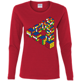 T-Shirts Red / S Rubiks Cube Penrose Triangle Women's Long Sleeve T-Shirt