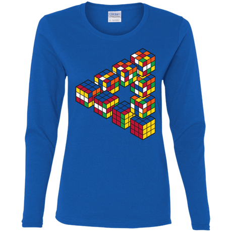 T-Shirts Royal / S Rubiks Cube Penrose Triangle Women's Long Sleeve T-Shirt