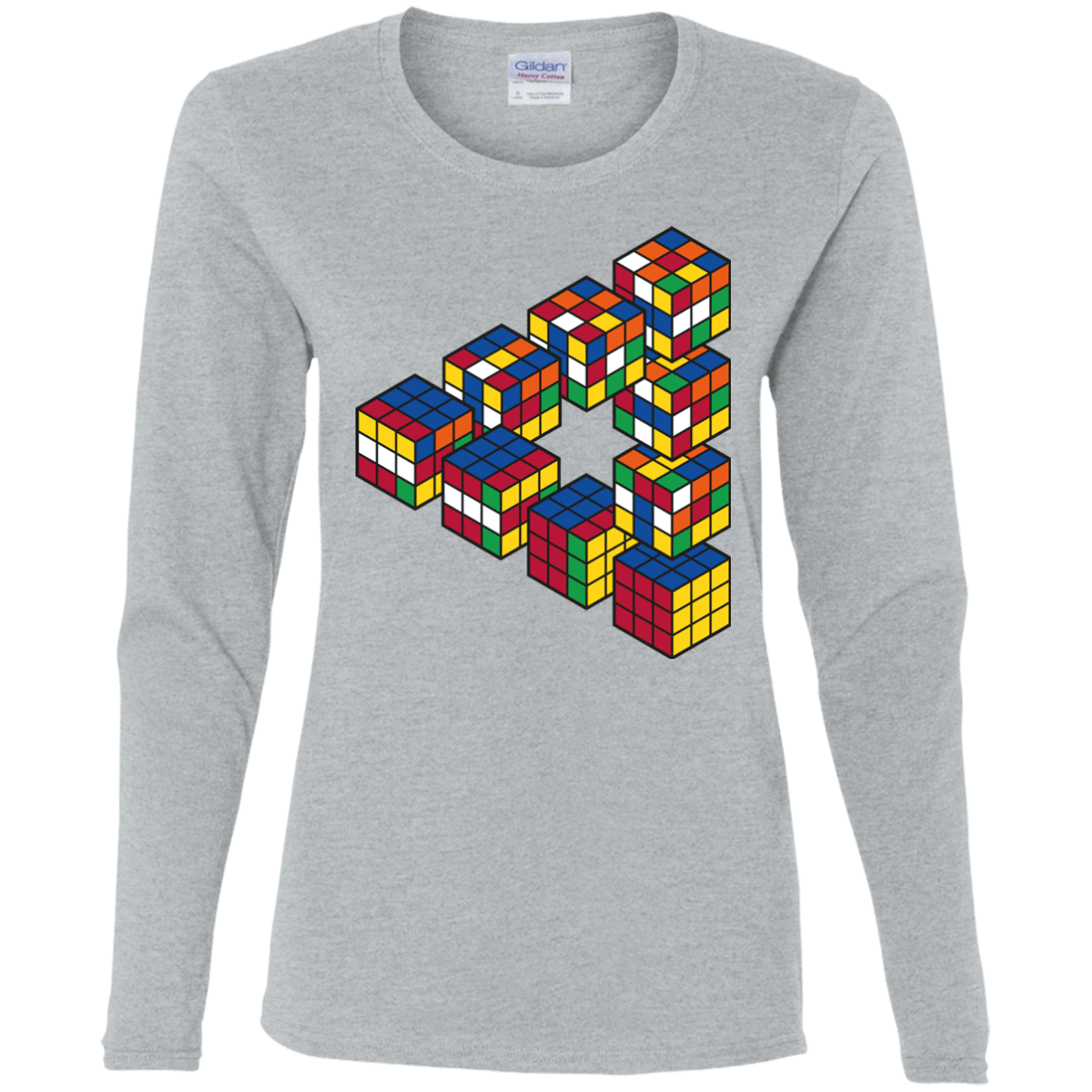 T-Shirts Sport Grey / S Rubiks Cube Penrose Triangle Women's Long Sleeve T-Shirt