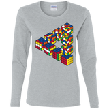 T-Shirts Sport Grey / S Rubiks Cube Penrose Triangle Women's Long Sleeve T-Shirt