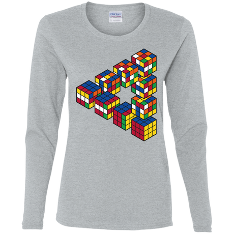T-Shirts Sport Grey / S Rubiks Cube Penrose Triangle Women's Long Sleeve T-Shirt