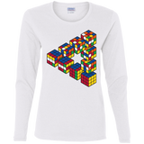 T-Shirts White / S Rubiks Cube Penrose Triangle Women's Long Sleeve T-Shirt