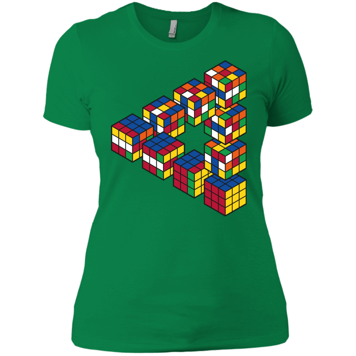 T-Shirts Kelly Green / X-Small Rubiks Cube Penrose Triangle Women's Premium T-Shirt