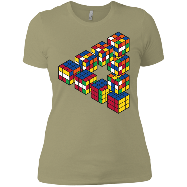 T-Shirts Light Olive / X-Small Rubiks Cube Penrose Triangle Women's Premium T-Shirt