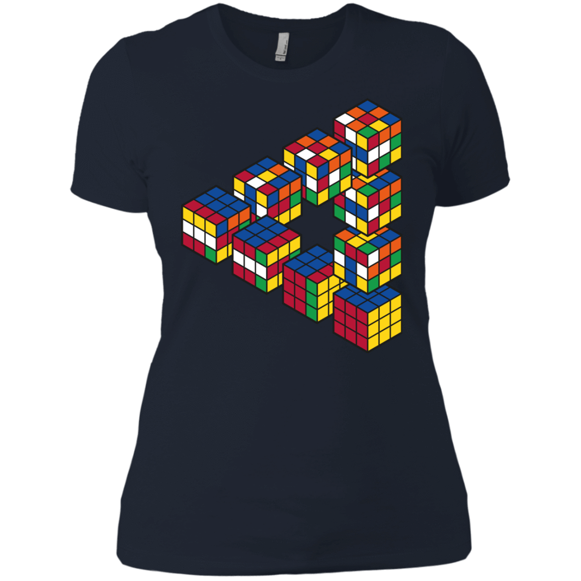T-Shirts Midnight Navy / X-Small Rubiks Cube Penrose Triangle Women's Premium T-Shirt