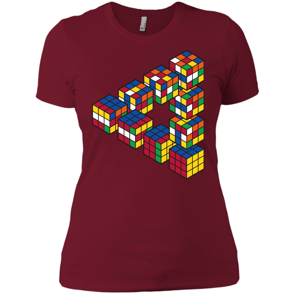 T-Shirts Scarlet / X-Small Rubiks Cube Penrose Triangle Women's Premium T-Shirt