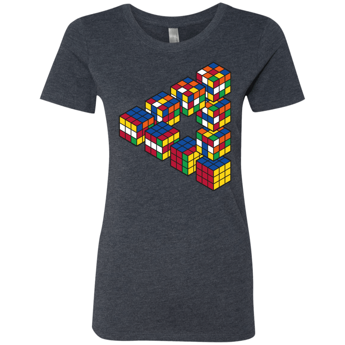 T-Shirts Vintage Navy / S Rubiks Cube Penrose Triangle Women's Triblend T-Shirt