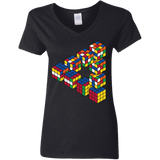 T-Shirts Black / S Rubiks Cube Penrose Triangle Women's V-Neck T-Shirt