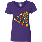 T-Shirts Purple / S Rubiks Cube Penrose Triangle Women's V-Neck T-Shirt