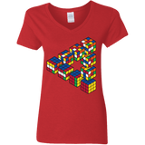 T-Shirts Red / S Rubiks Cube Penrose Triangle Women's V-Neck T-Shirt