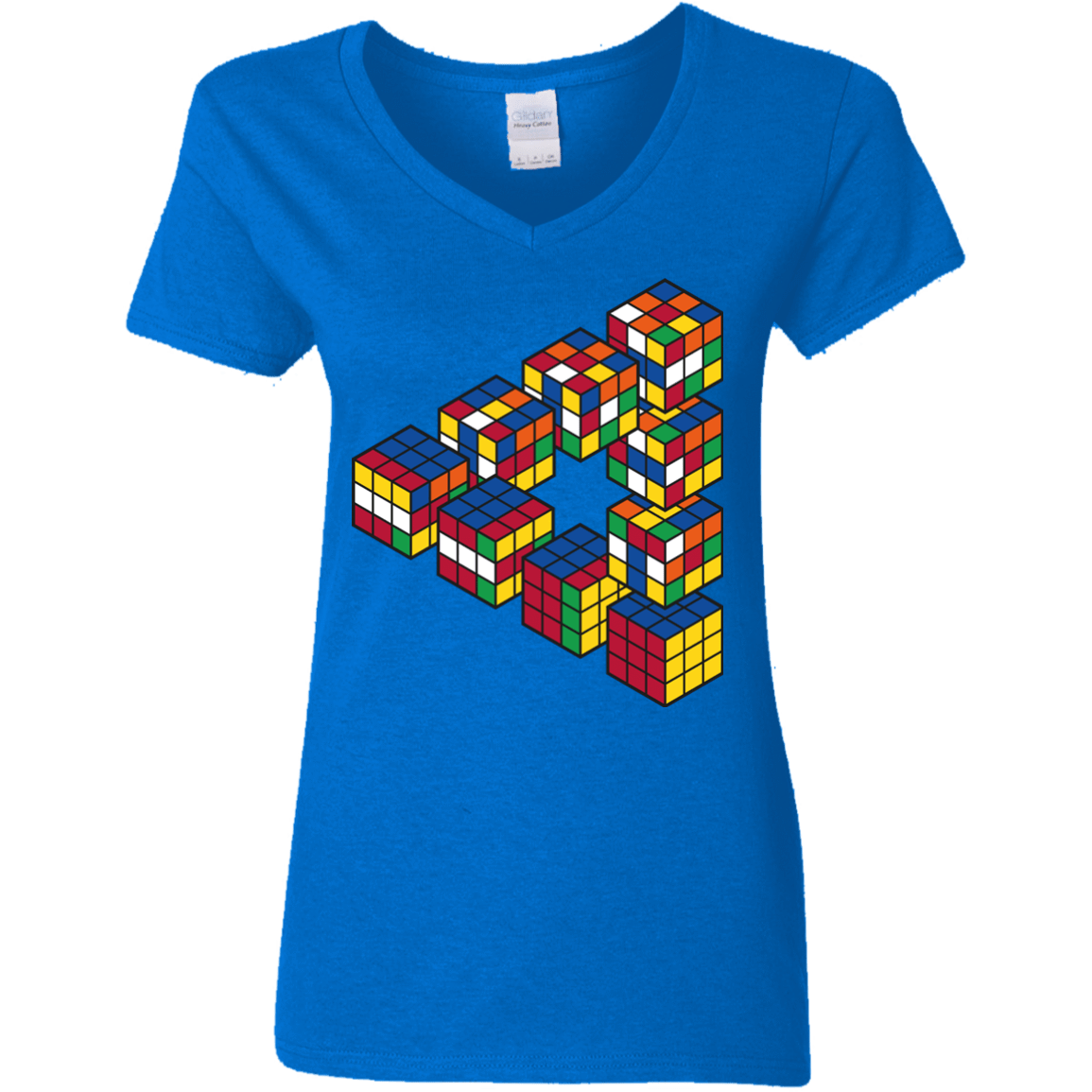 T-Shirts Royal / S Rubiks Cube Penrose Triangle Women's V-Neck T-Shirt