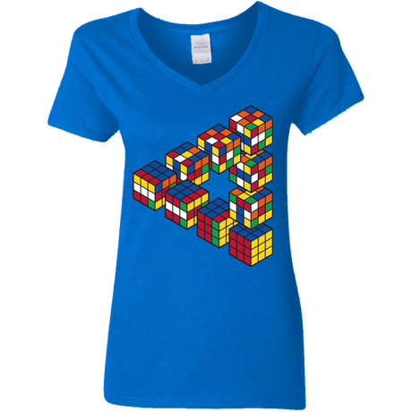 T-Shirts Royal / S Rubiks Cube Penrose Triangle Women's V-Neck T-Shirt