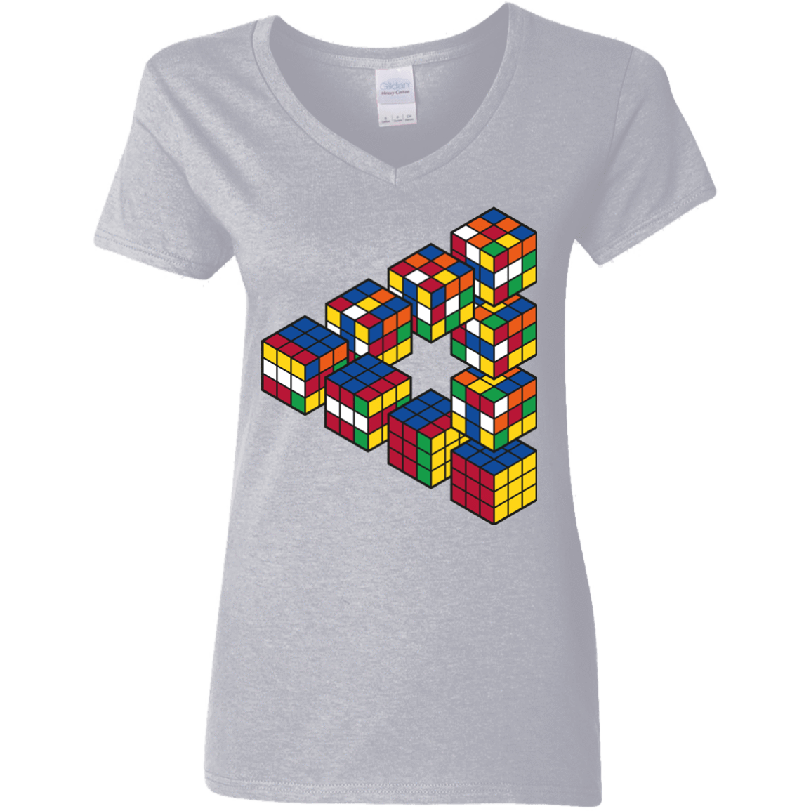 T-Shirts Sport Grey / S Rubiks Cube Penrose Triangle Women's V-Neck T-Shirt