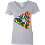 T-Shirts Sport Grey / S Rubiks Cube Penrose Triangle Women's V-Neck T-Shirt