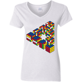 T-Shirts White / S Rubiks Cube Penrose Triangle Women's V-Neck T-Shirt