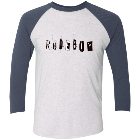 T-Shirts Heather White/Indigo / X-Small Rudeboy Men's Triblend 3/4 Sleeve