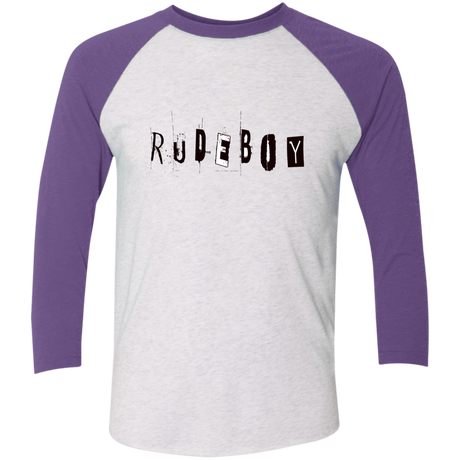 T-Shirts Heather White/Purple Rush / X-Small Rudeboy Men's Triblend 3/4 Sleeve