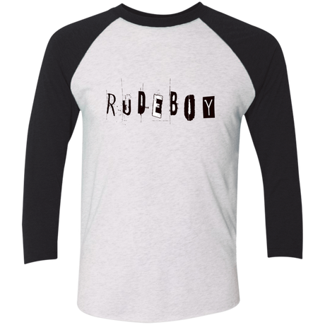 T-Shirts Heather White/Vintage Black / X-Small Rudeboy Men's Triblend 3/4 Sleeve