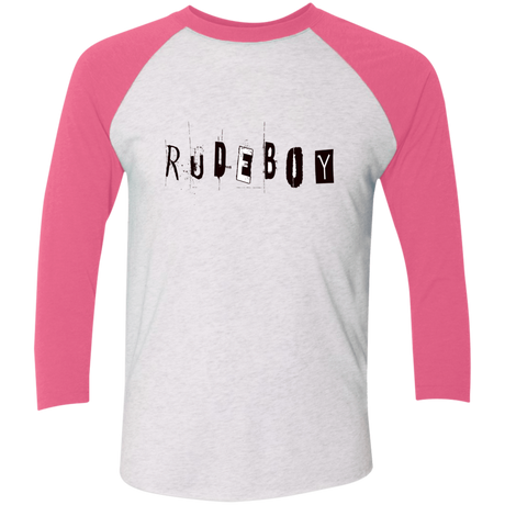 T-Shirts Heather White/Vintage Pink / X-Small Rudeboy Men's Triblend 3/4 Sleeve