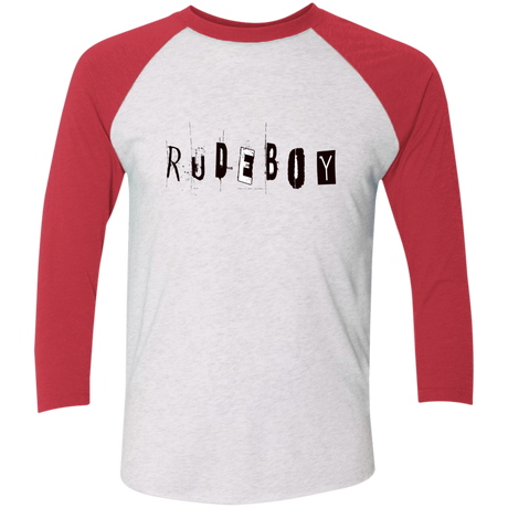 T-Shirts Heather White/Vintage Red / X-Small Rudeboy Men's Triblend 3/4 Sleeve