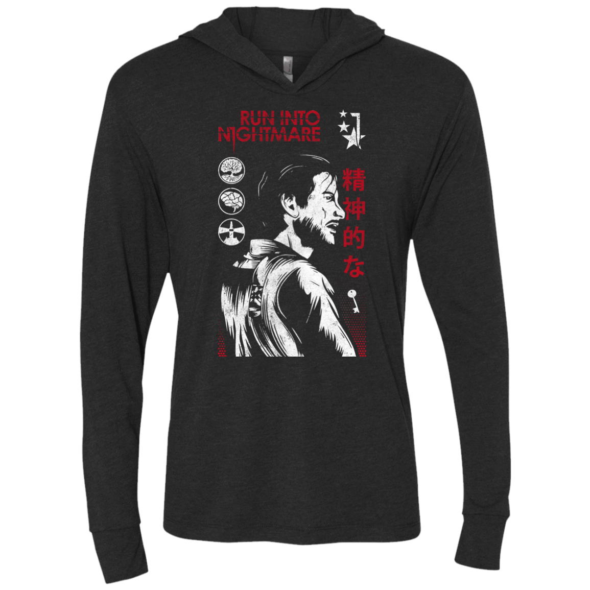 T-Shirts Vintage Black / X-Small Run Into Nightmare Triblend Long Sleeve Hoodie Tee