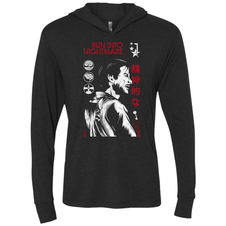 T-Shirts Vintage Black / X-Small Run Into Nightmare Triblend Long Sleeve Hoodie Tee