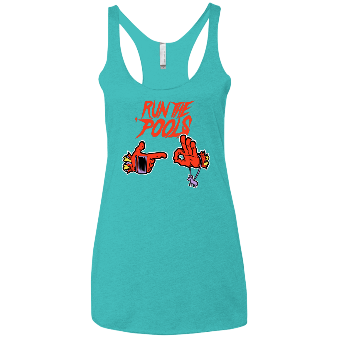 T-Shirts Tahiti Blue / X-Small Run the Pools Women's Triblend Racerback Tank