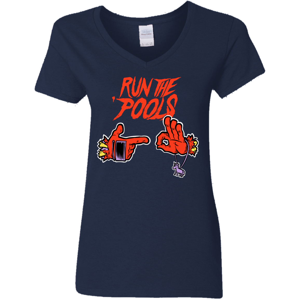 T-Shirts Navy / S Run the Pools Women's V-Neck T-Shirt