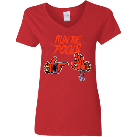 T-Shirts Red / S Run the Pools Women's V-Neck T-Shirt