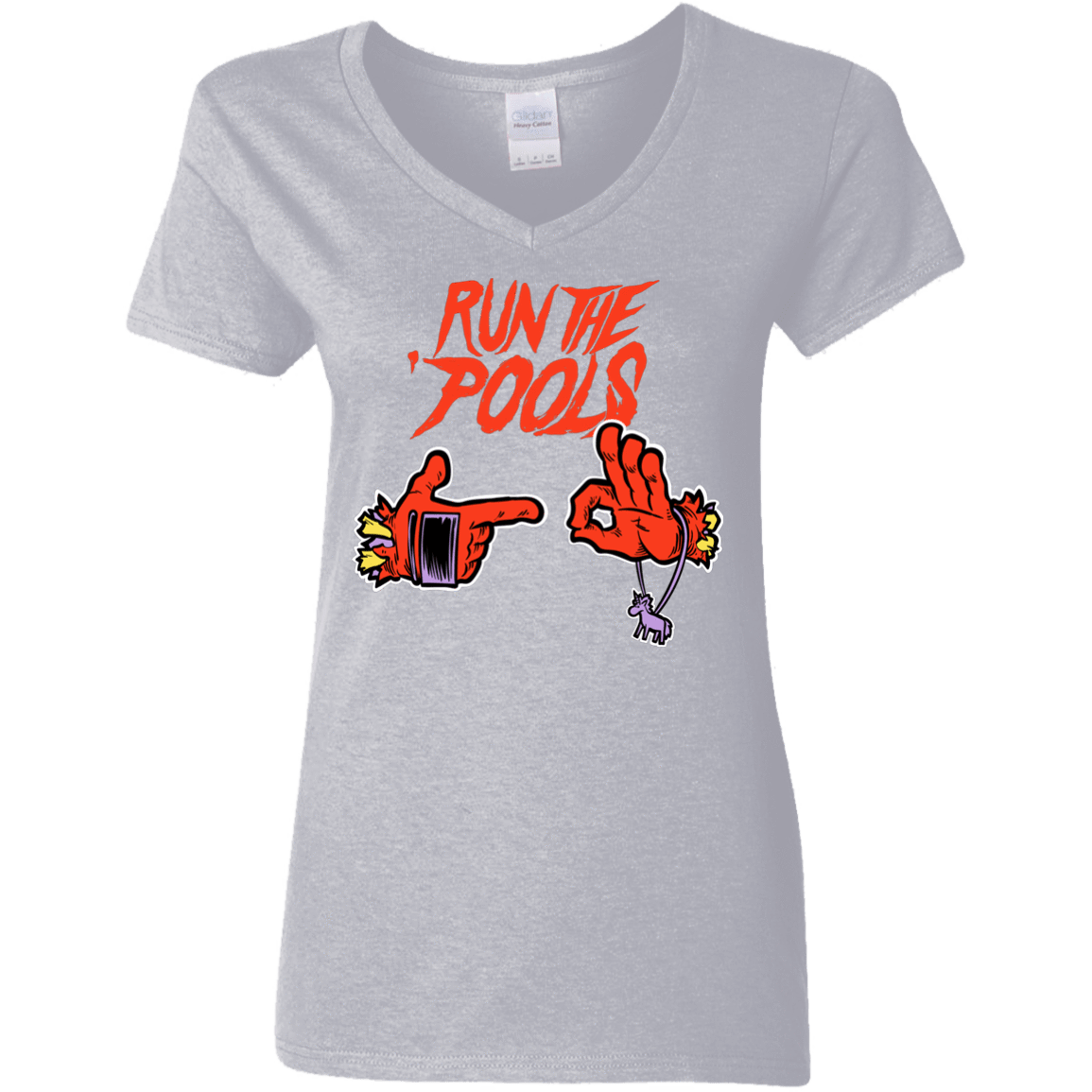 T-Shirts Sport Grey / S Run the Pools Women's V-Neck T-Shirt