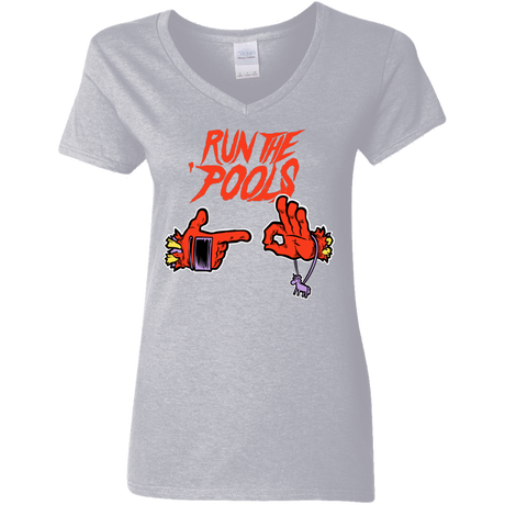 T-Shirts Sport Grey / S Run the Pools Women's V-Neck T-Shirt