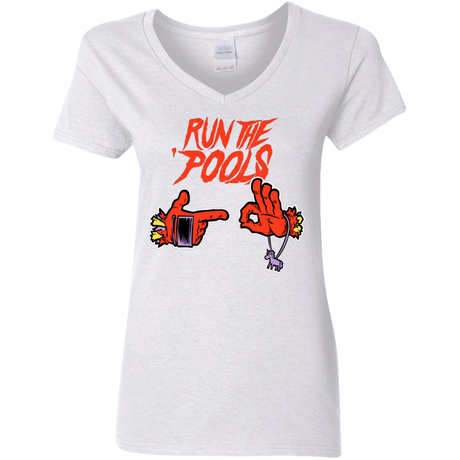 T-Shirts White / S Run the Pools Women's V-Neck T-Shirt