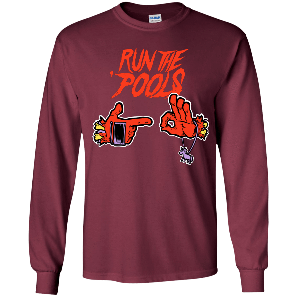 T-Shirts Maroon / YS Run the Pools Youth Long Sleeve T-Shirt