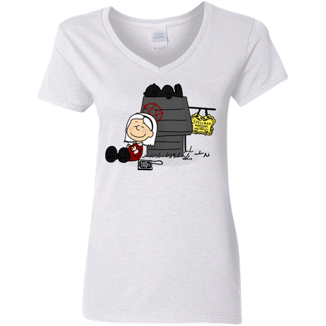 T-Shirts White / S Sabrina Brown Women's V-Neck T-Shirt