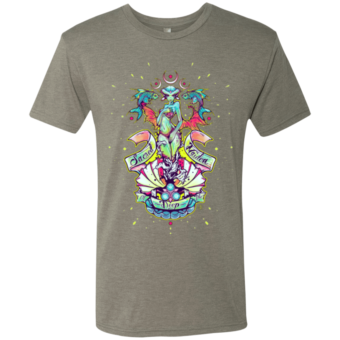T-Shirts Venetian Grey / Small Sacred Maiden of the Deep Men's Triblend T-Shirt