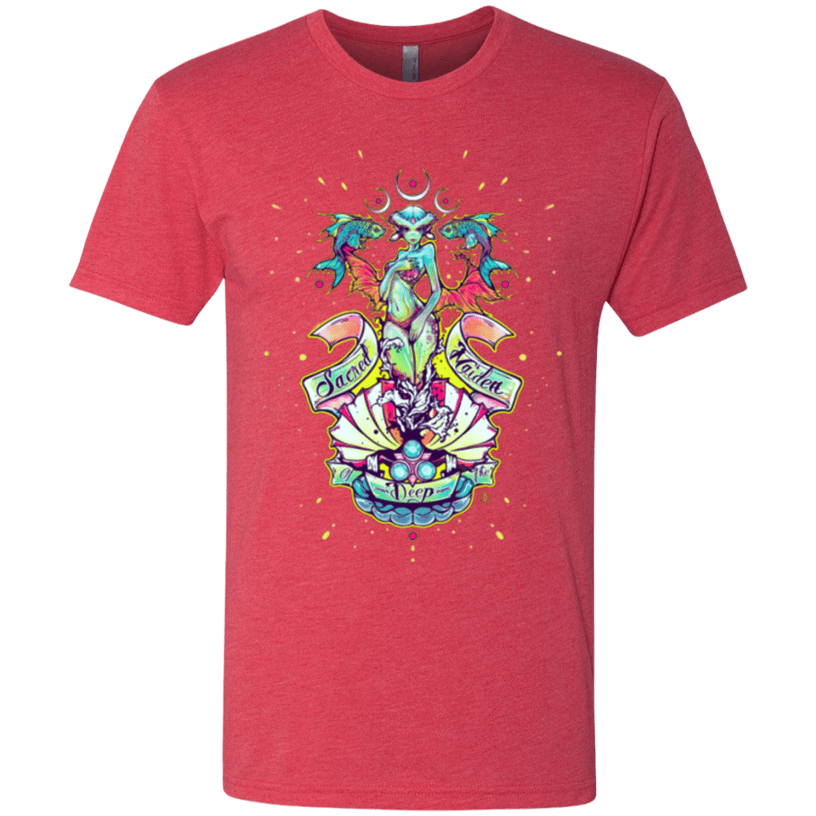 T-Shirts Vintage Red / Small Sacred Maiden of the Deep Men's Triblend T-Shirt