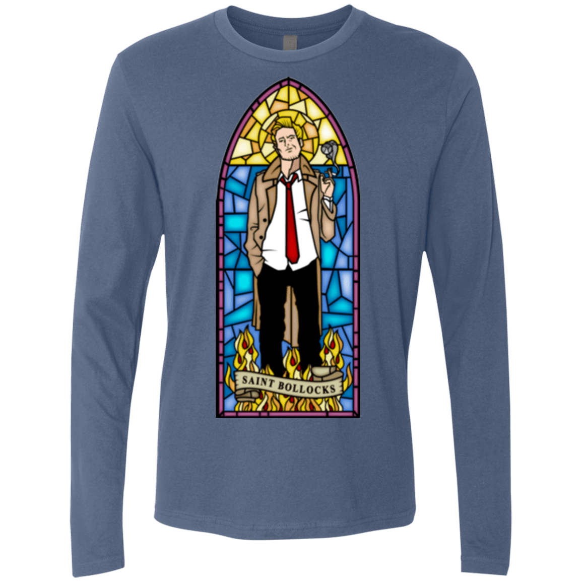 T-Shirts Indigo / Small Saint Bollocks Men's Premium Long Sleeve