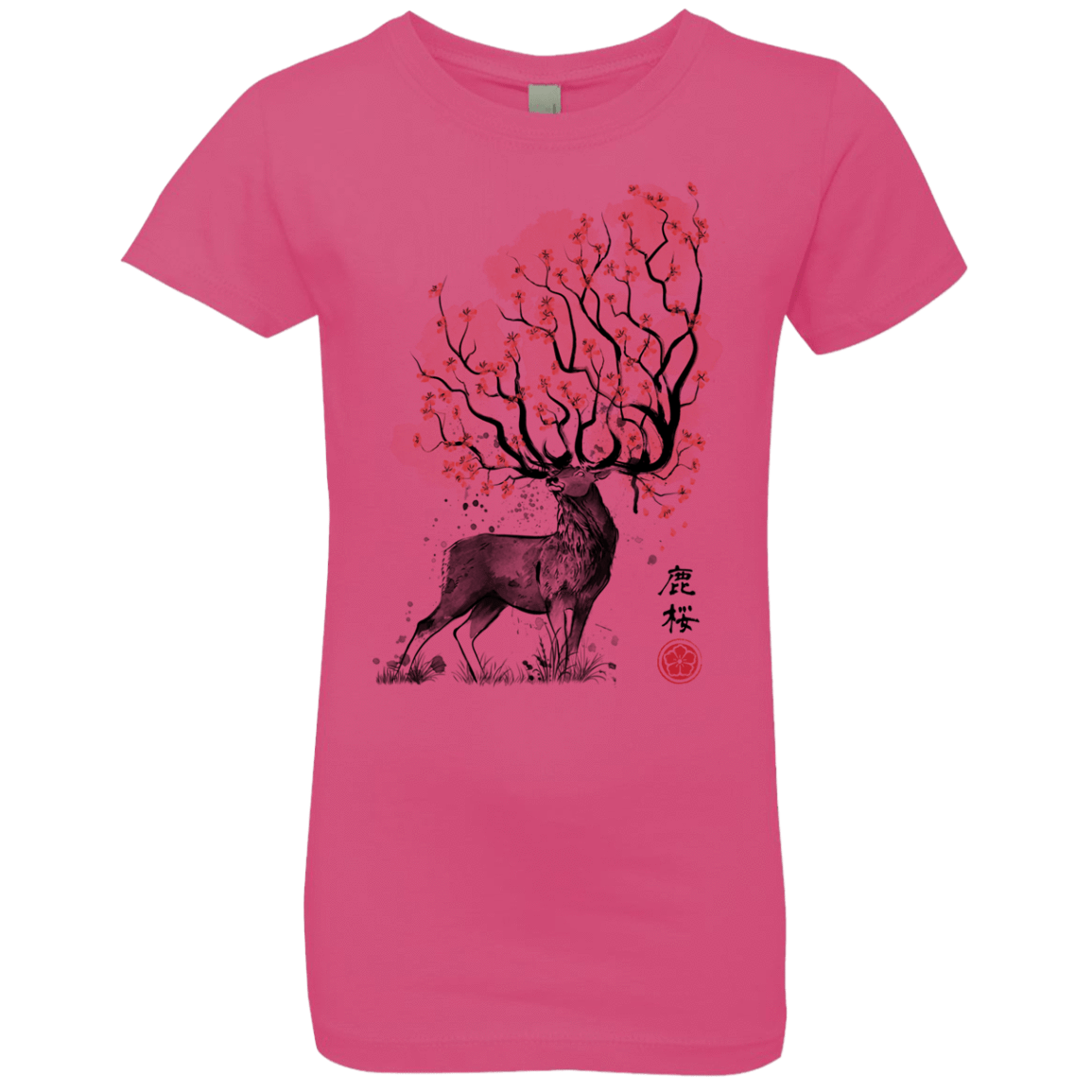 T-Shirts Hot Pink / YXS Sakura Deer Girls Premium T-Shirt
