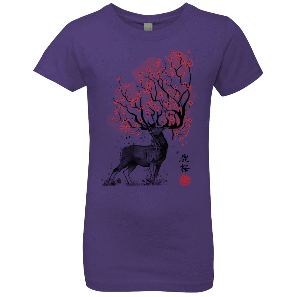 T-Shirts Purple Rush / YXS Sakura Deer Girls Premium T-Shirt
