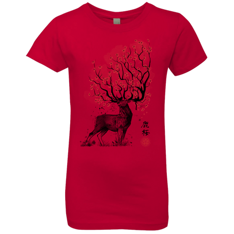 T-Shirts Red / YXS Sakura Deer Girls Premium T-Shirt