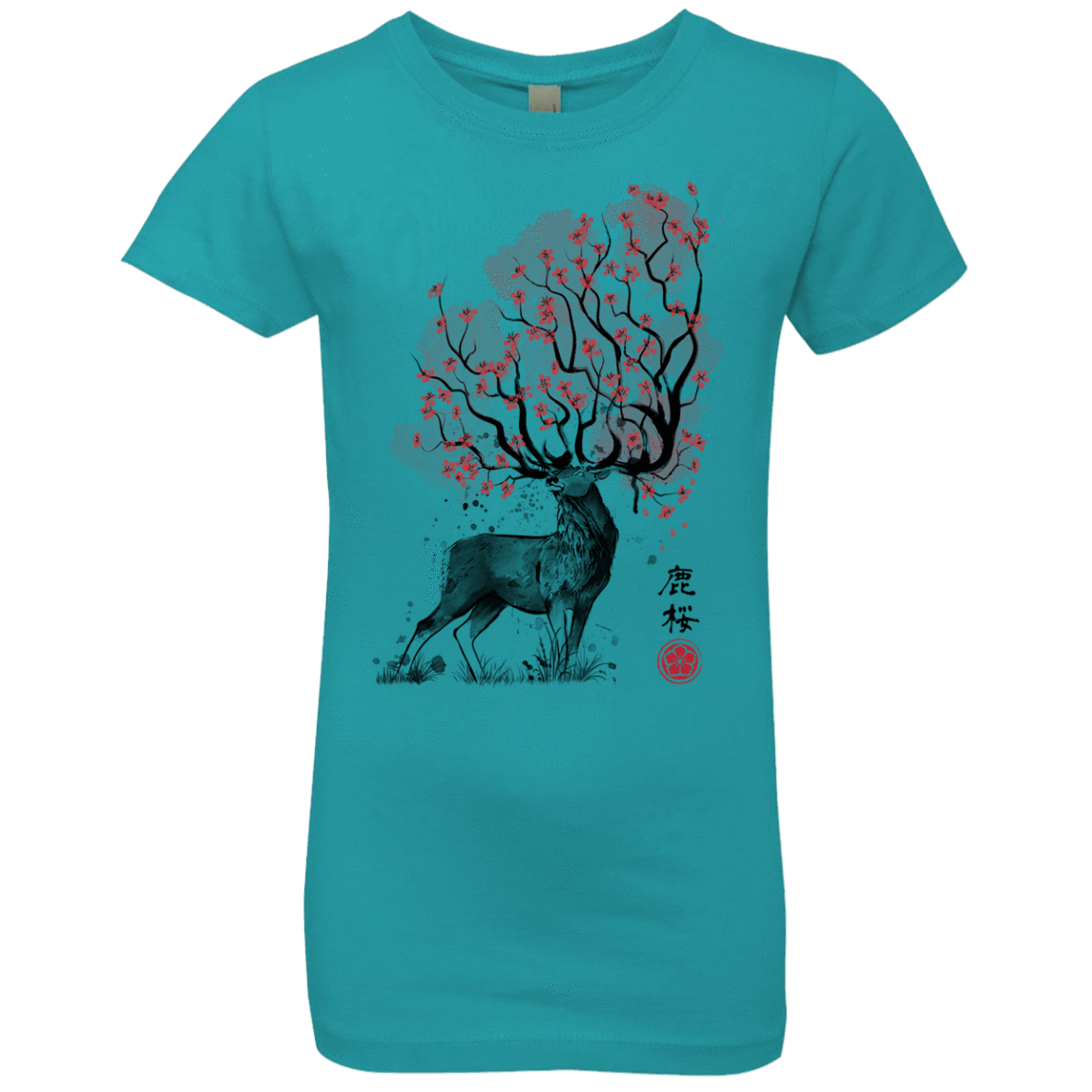 T-Shirts Tahiti Blue / YXS Sakura Deer Girls Premium T-Shirt