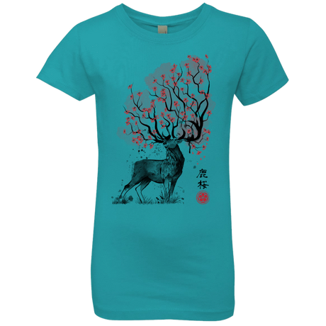 T-Shirts Tahiti Blue / YXS Sakura Deer Girls Premium T-Shirt