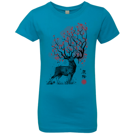 T-Shirts Turquoise / YXS Sakura Deer Girls Premium T-Shirt