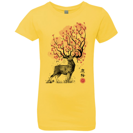 T-Shirts Vibrant Yellow / YXS Sakura Deer Girls Premium T-Shirt