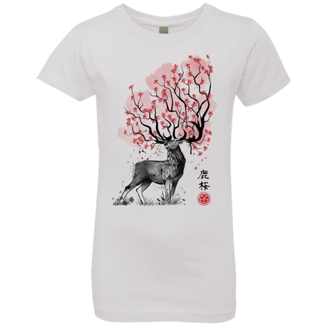 T-Shirts White / YXS Sakura Deer Girls Premium T-Shirt