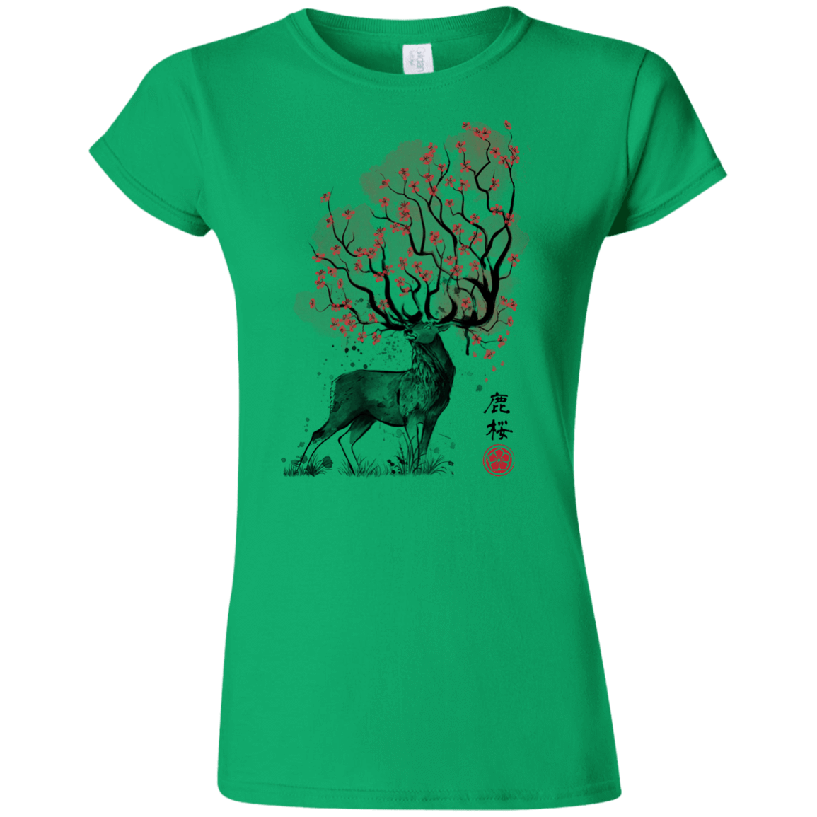 T-Shirts Irish Green / S Sakura Deer Junior Slimmer-Fit T-Shirt