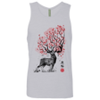 T-Shirts Heather Grey / S Sakura Deer Men's Premium Tank Top