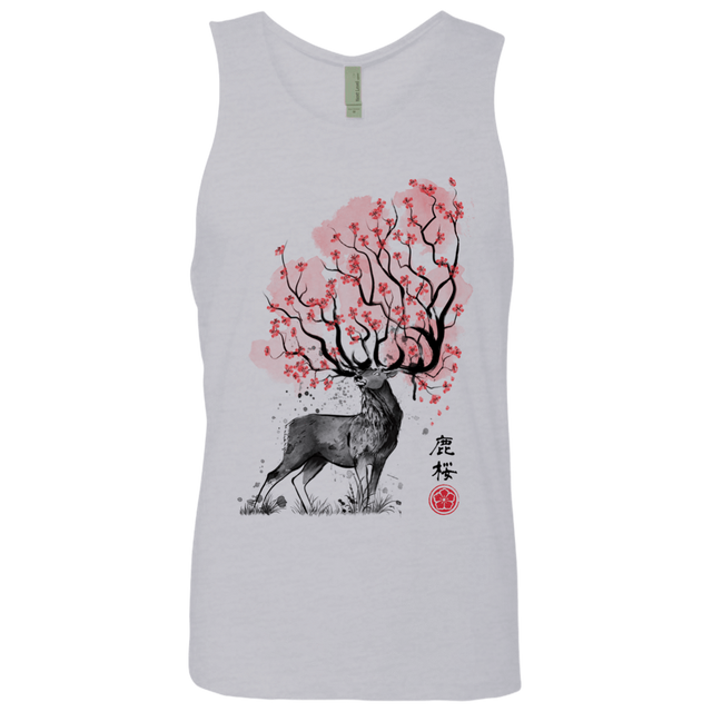 T-Shirts Heather Grey / S Sakura Deer Men's Premium Tank Top