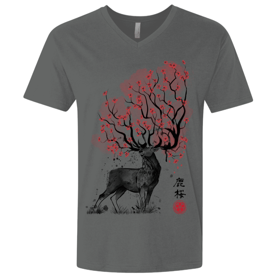 T-Shirts Heavy Metal / X-Small Sakura Deer Men's Premium V-Neck
