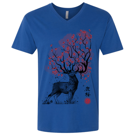 T-Shirts Royal / X-Small Sakura Deer Men's Premium V-Neck